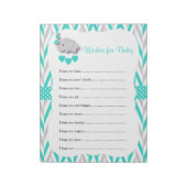 Turquoise & Grey Elephant Baby shower - Vernissen Notitieblok (Linkerzijde)