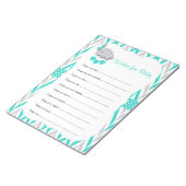 Turquoise & Grey Elephant Baby shower - Vernissen Notitieblok (Schuin)