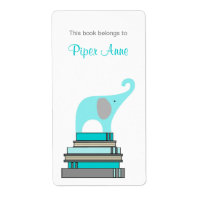Turquoise & Grey Elephant op bord boekenboek