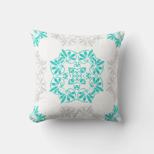 Turquoise & Grey Mandala Geïnspireerd Pillow Kussen