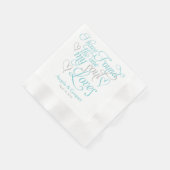 Turquoise Grey My Soul Loves Heart Wedding Servetten (Hoek)