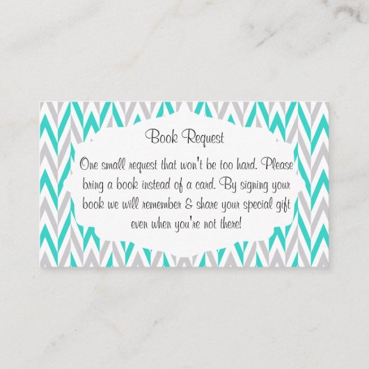 Turquoise & Grey Olifant Baby shower Boekaanvraag Informatiekaartje (Achterkant)