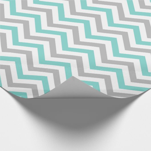Turquoise, Grey, Wht Large Chevron ZigZag Pattern Cadeaupapier (Hoek)