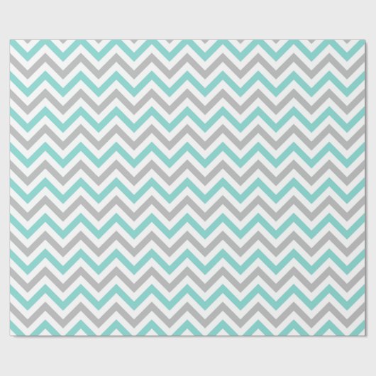 Turquoise, Grey, Wht Large Chevron ZigZag Pattern Cadeaupapier (Vlak)
