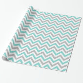 Turquoise, Grey, Wht Large Chevron ZigZag Pattern Cadeaupapier (Uitgerold)