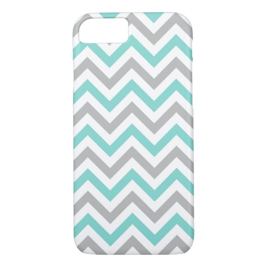 Turquoise, Grey, Wht Large Chevron ZigZag Pattern Case-Mate iPhone Case (Achterkant)