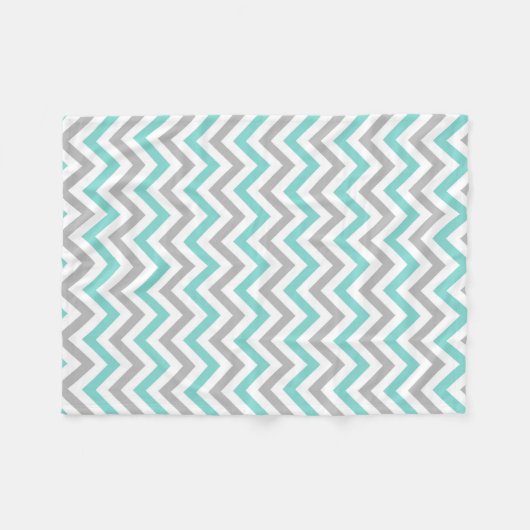 Turquoise, Grey, Wht Large Chevron ZigZag Pattern Fleece Deken (Voorkant (Horizontaal))