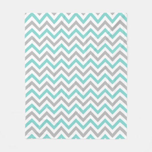 Turquoise, Grey, Wht Large Chevron ZigZag Pattern Fleece Deken (Voorkant)