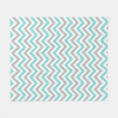 Turquoise, Grey, Wht Large Chevron ZigZag Pattern Fleece Deken (Voorkant (Horizontaal))