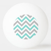 Turquoise, Grey, Wht Large Chevron ZigZag Pattern Pingpongbal (Voorkant)