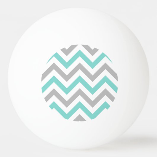 Turquoise, Grey, Wht Large Chevron ZigZag Pattern Pingpongbal (Achterkant)