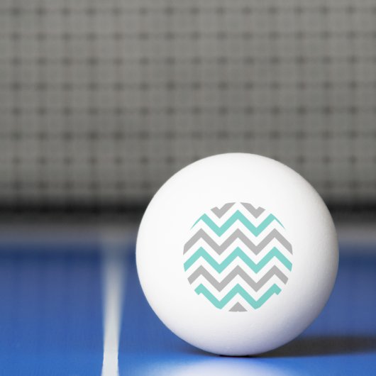 Turquoise, Grey, Wht Large Chevron ZigZag Pattern Pingpongbal (Net)