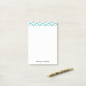 Turquoise, Grey, Wht Large Chevron ZigZag Pattern Post-it® Notes (Op bureau)