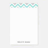 Turquoise, Grey, Wht Large Chevron ZigZag Pattern Post-it® Notes (Voorkant)