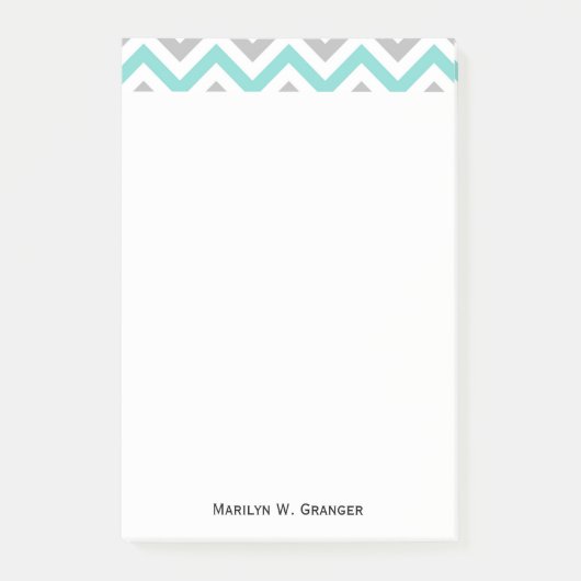 Turquoise, Grey, Wht Large Chevron ZigZag Pattern Post-it® Notes (Voorkant)