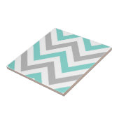 Turquoise, Grey, Wht Large Chevron ZigZag Pattern Tegeltje (Zijkant)