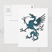 Turquoise Griffin Medieval Fantasy Eagle Lion Briefkaart (Voorkant / Achterkant)