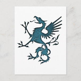 Turquoise Griffin Medieval Fantasy Eagle Lion Briefkaart