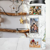 Turquoise & Grijs 5 Fotocollage Kerstboom Thermosbeker