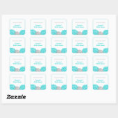 Turquoise Grijs Dahlia Bridal Baby shower gunst ta Vierkante Sticker (Vel)