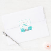 Turquoise Grijs Dahlia Bridal Baby shower gunst ta Vierkante Sticker (Envelop)