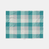 Turquoise, Grijs en Crème Plaid Fleece Deken (Voorkant (Horizontaal))