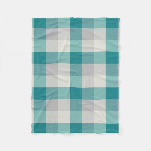 Turquoise, Grijs en Crème Plaid Fleece Deken (Voorkant)