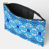 Turquoise, grijs en kobaltblauw Tegel Patroon Etui (Open)