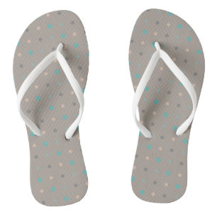Turquoise, grijs en perzik teenslippers