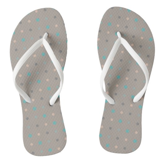 Turquoise, grijs en perzik teenslippers (Voetbed)