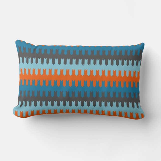 Turquoise, Grijs en sinaasappel Kussen (Voorkant)