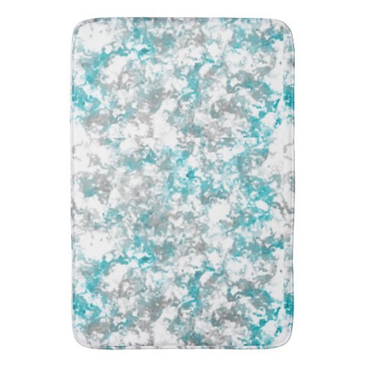 Turquoise grijs en wit abstract badmat (Voorkant Verticaal)