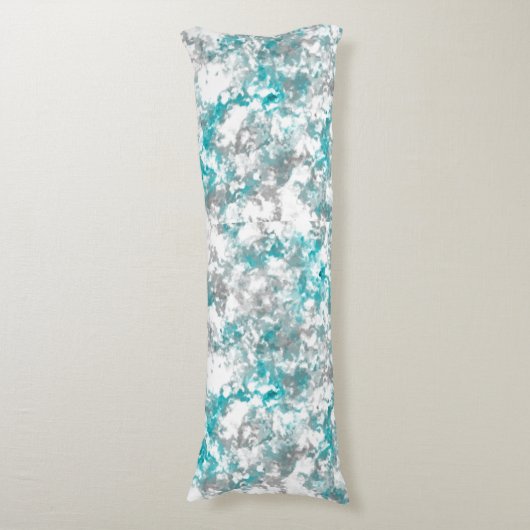 Turquoise grijs en wit abstract lichaamskussen (Voorkant Verticaal)