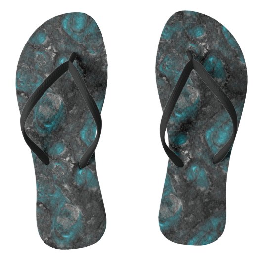 Turquoise grijs en wit abstract teenslippers (Voetbed)