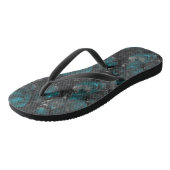 Turquoise grijs en wit abstract teenslippers (Schuin)