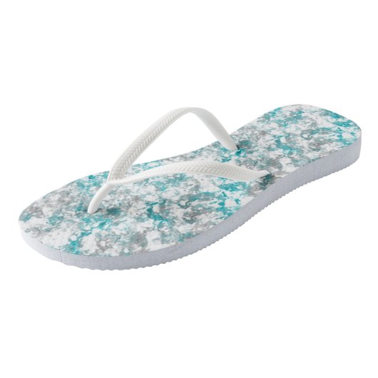 Turquoise grijs en witte marmer teenslippers (Schuin)