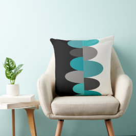 Turquoise, grijs en zwart kussen