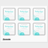 Turquoise Grijs Mums baby shower Bookplate Vierkante Sticker (Vel)