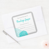 Turquoise Grijs Mums baby shower Bookplate Vierkante Sticker (Envelop)