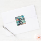 Turquoise Grijs Olifant Boy Baby shower Stickers (Envelop)