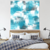 Turquoise grijs wit Abstract Canvas Afdruk (Insitu (Slaapkamer))