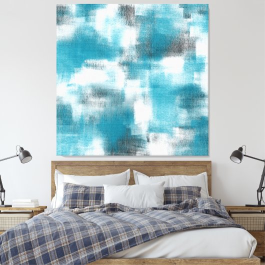 Turquoise grijs wit Abstract Canvas Afdruk (Insitu (Slaapkamer))