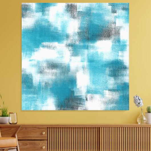 Turquoise grijs wit Abstract Canvas Afdruk (Insitu (Woonkamer))