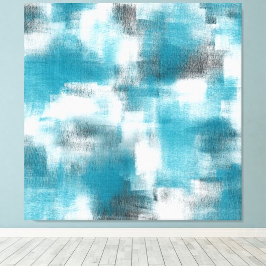 Turquoise grijs wit Abstract Canvas Afdruk (Insitu (Houten vloer))