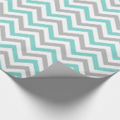 Turquoise, Grijs, Wit Groot Chevron ZigZag Patroon Cadeaupapier (Hoek)