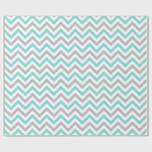Turquoise, Grijs, Wit Groot Chevron ZigZag Patroon Cadeaupapier (Vlak)
