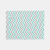 Turquoise, Grijs, Witte Grote Chevron ZigZag Patro Fleece Deken (Voorkant (Horizontaal))