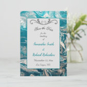Turquoise Grijze Abstracte Bewaar de Datum Save The Date (Staand voorkant)