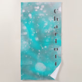 Turquoise grijze bellen naam strandlaken (Voorkant)