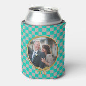 Turquoise Grijze Controles & Foto Blikjeskoeler (Blikje Voorkant)